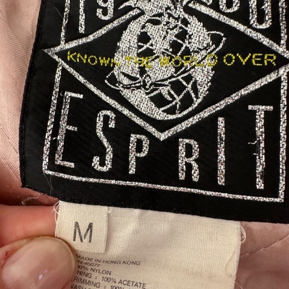 Vintage Esprit 1986 Gray Pink Lined Silky Nylon Bomber Jacket Size M Hong Kong - Picture 13 of 16